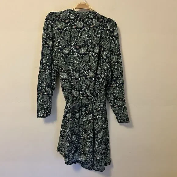 Boden Dress Wrap Mini Blue Green Paisley Size 16/18 Work Office Boho Classic